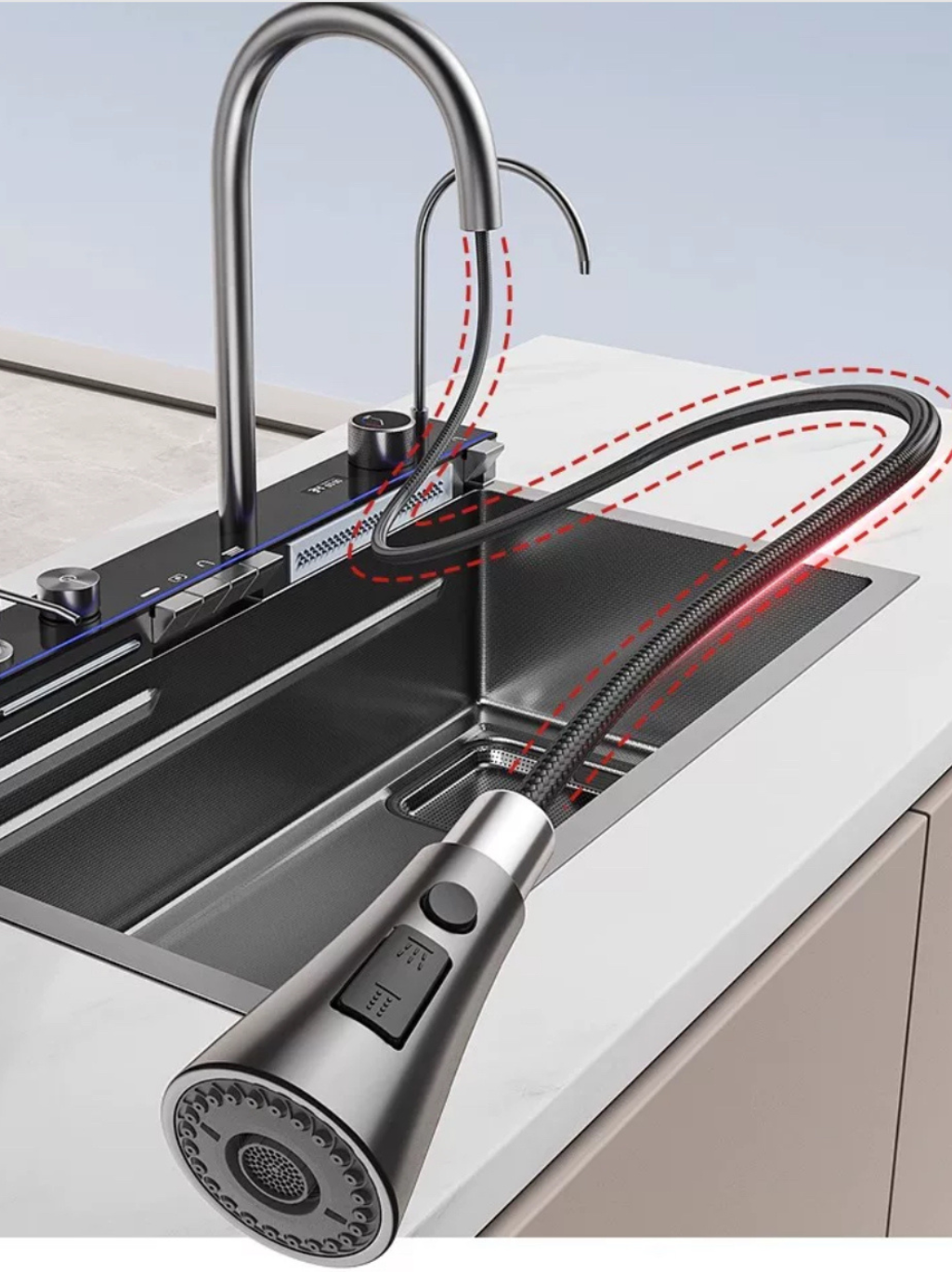 Multi-functional kitchen sink Chrome