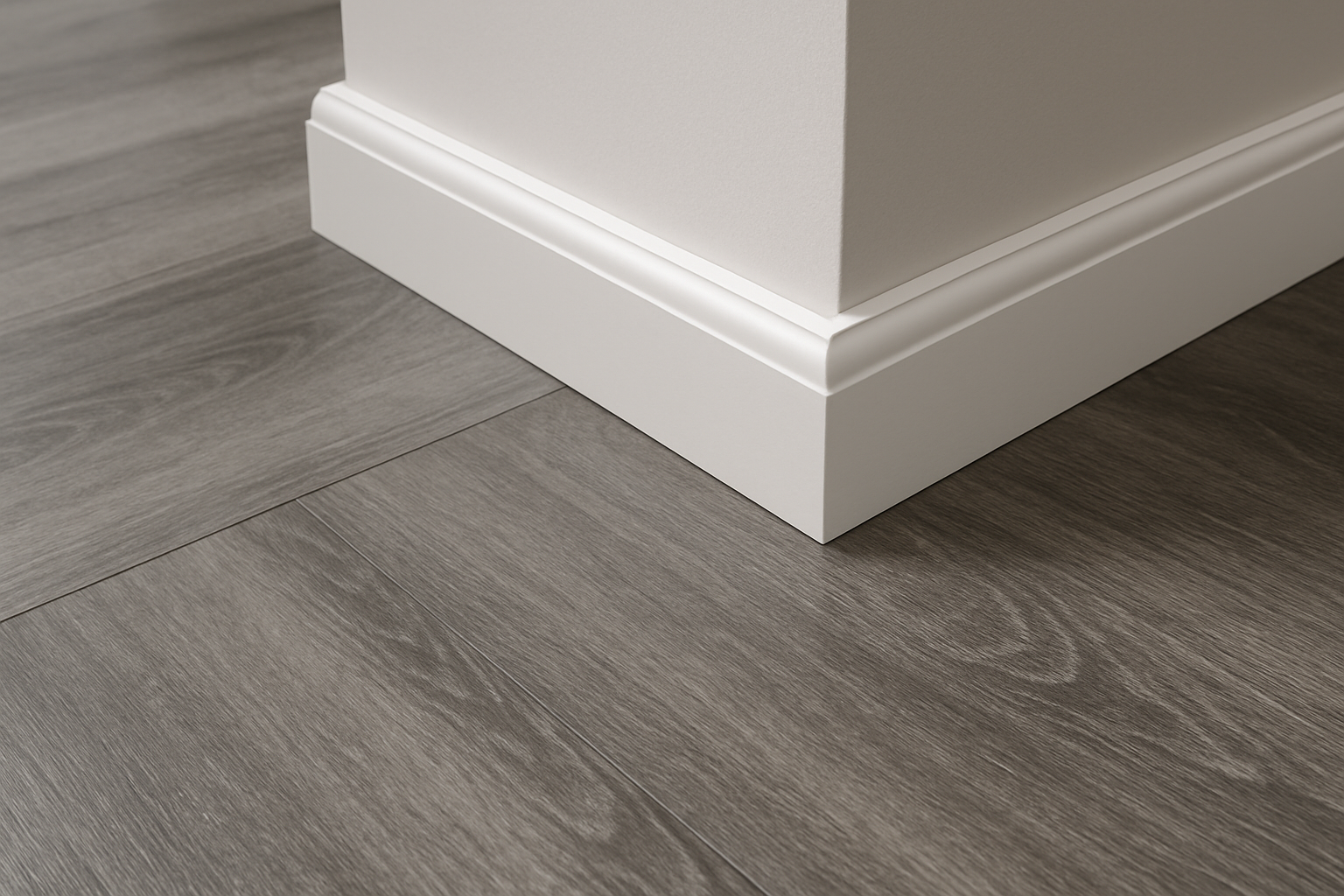 WHITE SKIRTING ON GREY SPC